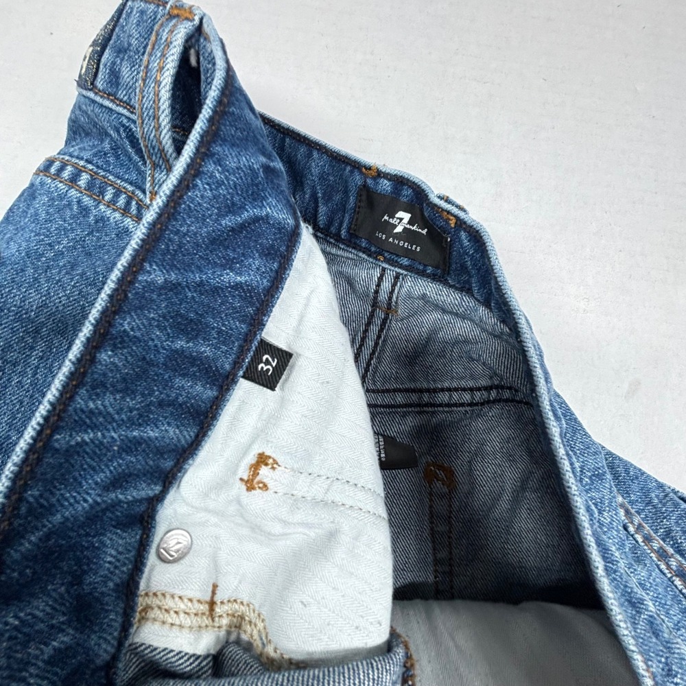 7 For All Mankind High Rise‎ Distressed Denim Shorts 35X2 Cutoffs Button Fly EUC - Picture 3 of 9